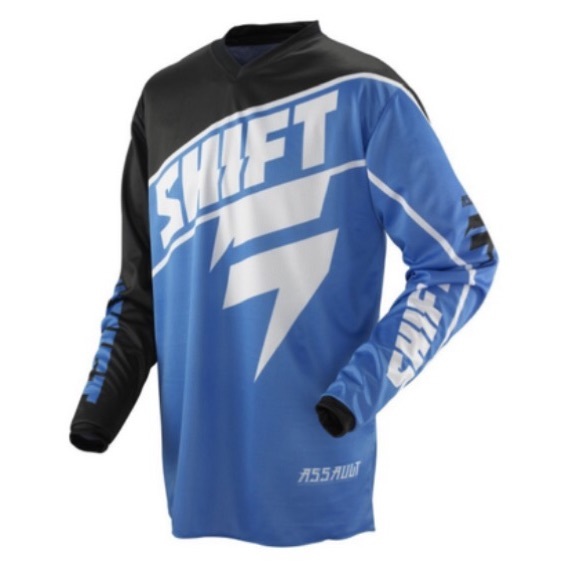 Shift Assault Mx motocross jersey white,blue and black mens large dirt bike top - Picture 1 of 10